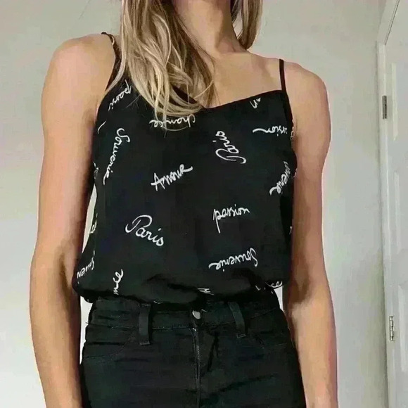 Smart Set, adjustable strap, cami top, black  and white, size small - Picture 1 of 13